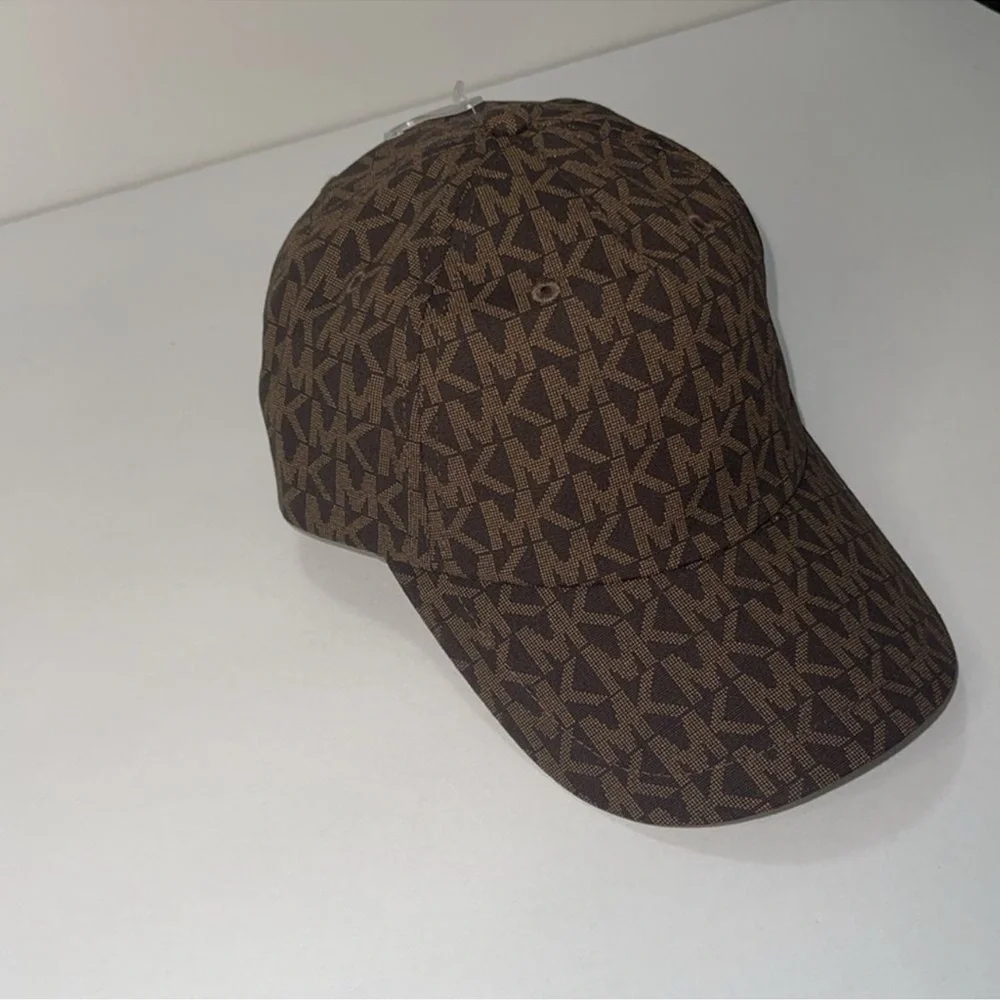 Michael Kors Signature MK Logo Baseball Cap Hat, Brown One Size.NWT